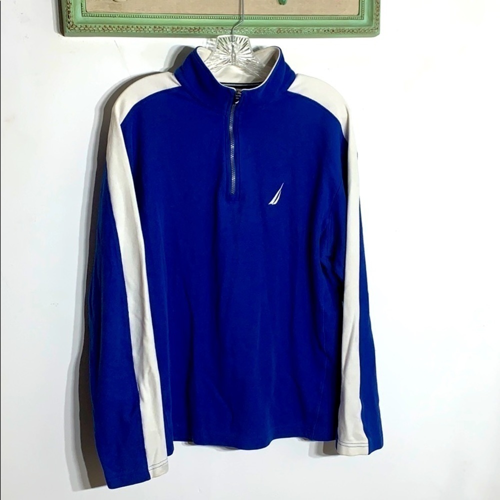 Vintage 90s Nautica royal blue half zip pullover sweater large track jacket